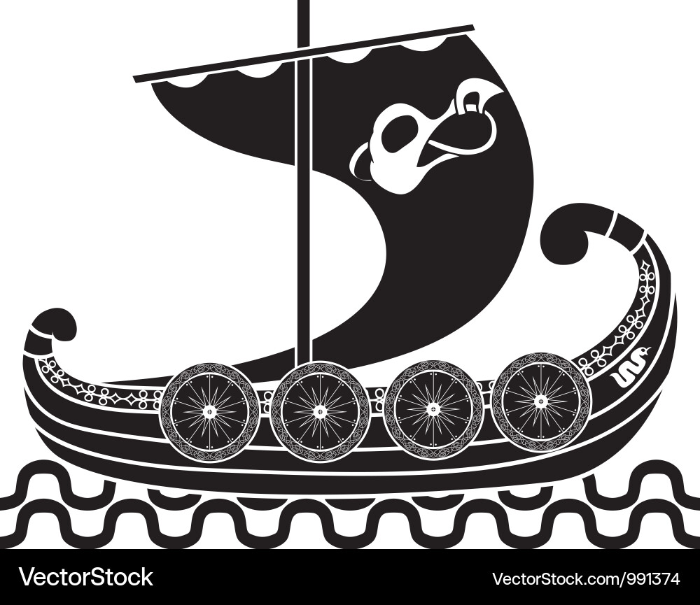 Viking Ship Silhouette Vector Image