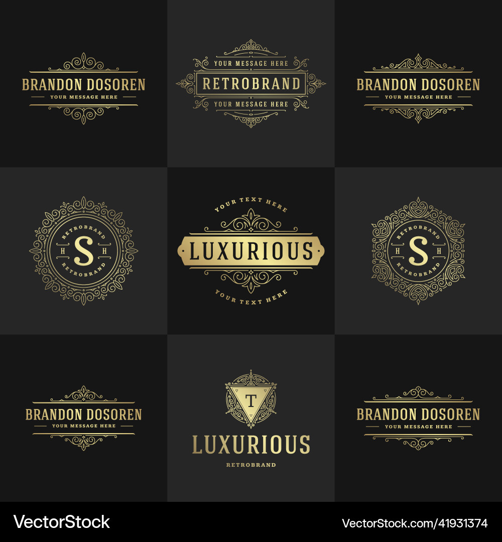 Vintage Logos und Monogramme setzen elegant floriert Vintage Logos und Monogramme setzen elegant floriert vektorbild