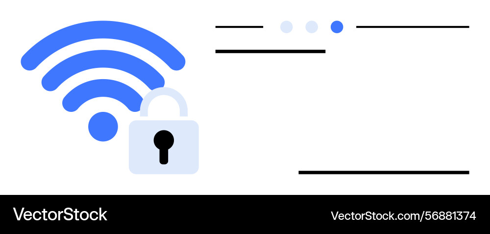 Wireless security concept with lock and simplistic Wireless security concept with lock and simplistic vector image