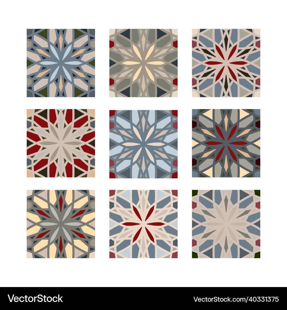 A set of square-shaped colored patterns elements A set of square-shaped colored patterns elements Vector Image