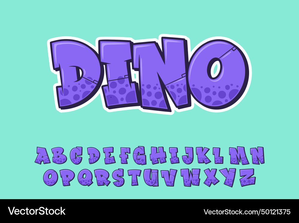 Alphabet purple dino dot font typeset cartoon vect Alphabet purple dino dot font typeset cartoon vect vector image