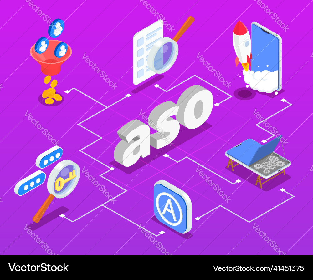 App store optimization flowchart App store optimization flowchart vector image
