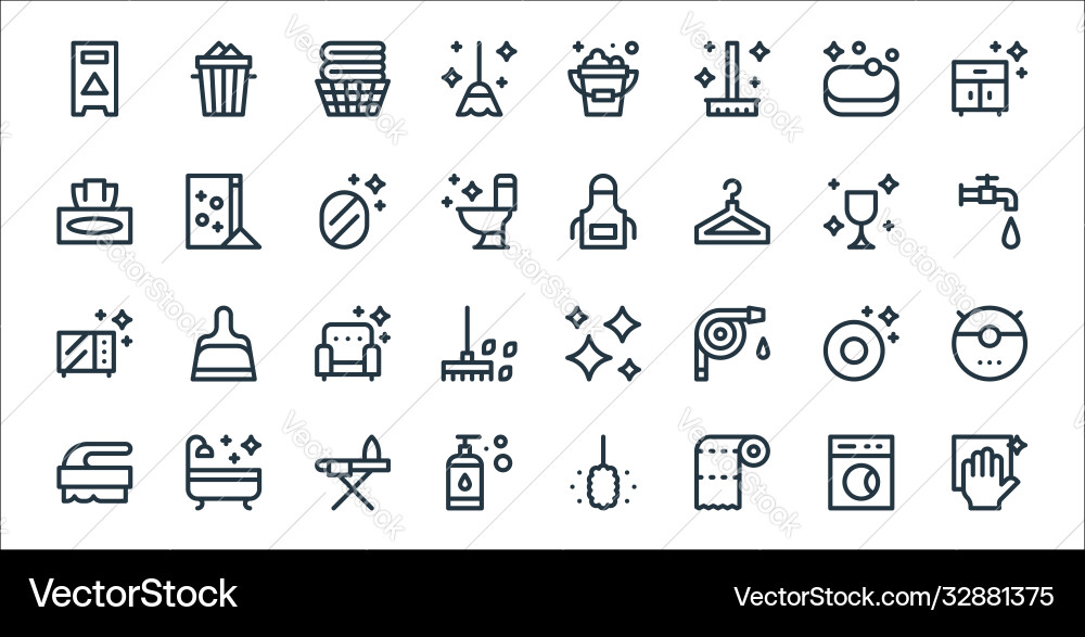 Cleaning line icons linear set quality Cleaning line icons linear set quality vector image