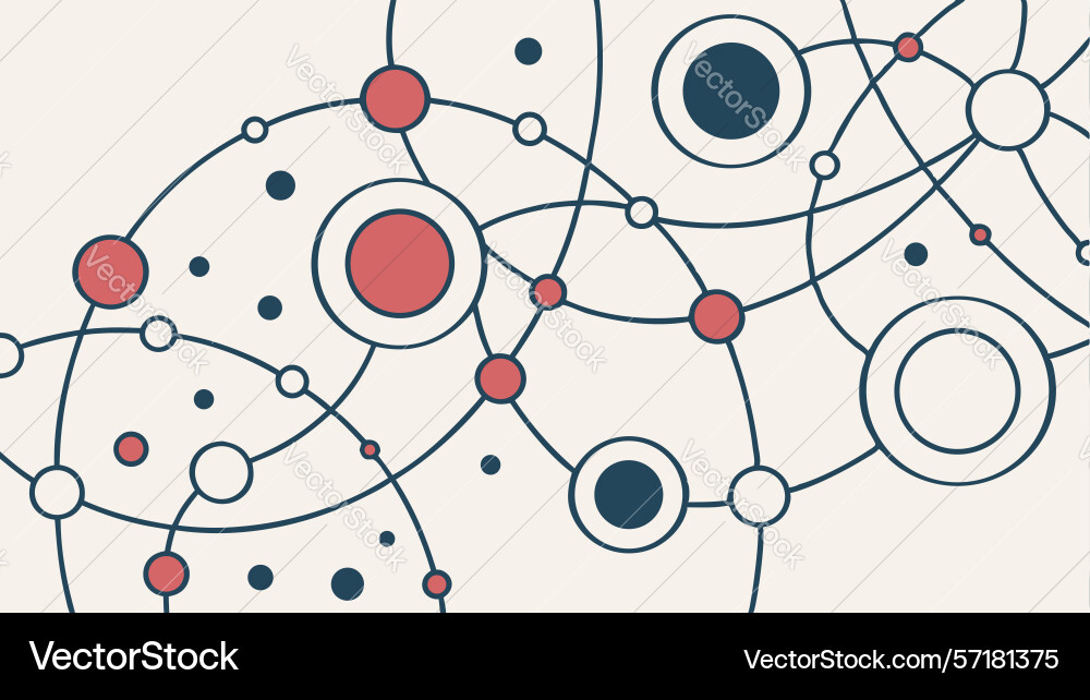 Connected circles and dots abstract network vector image