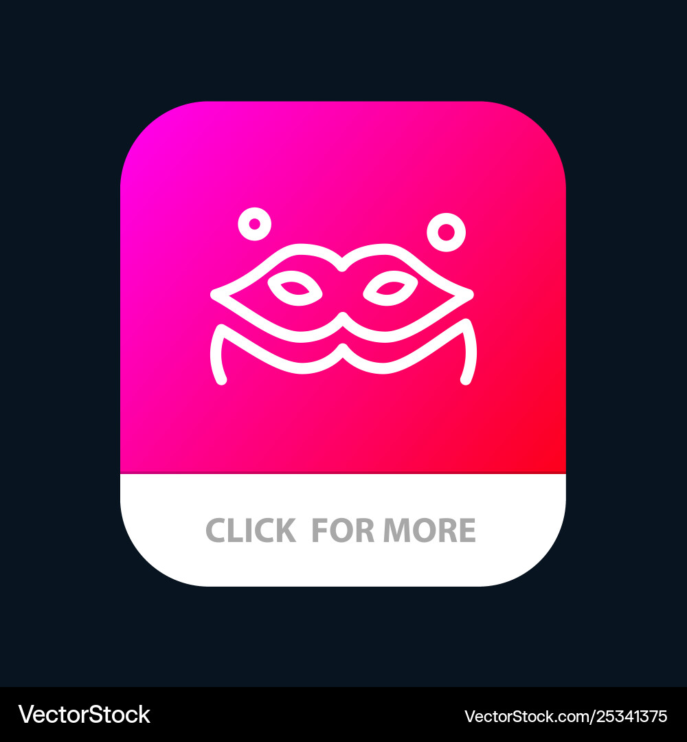Costume mask masquerade mobile app button android Vector Image