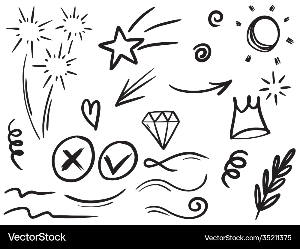Hand drawn set abstract doodle elements use Hand drawn set abstract doodle elements use vector image