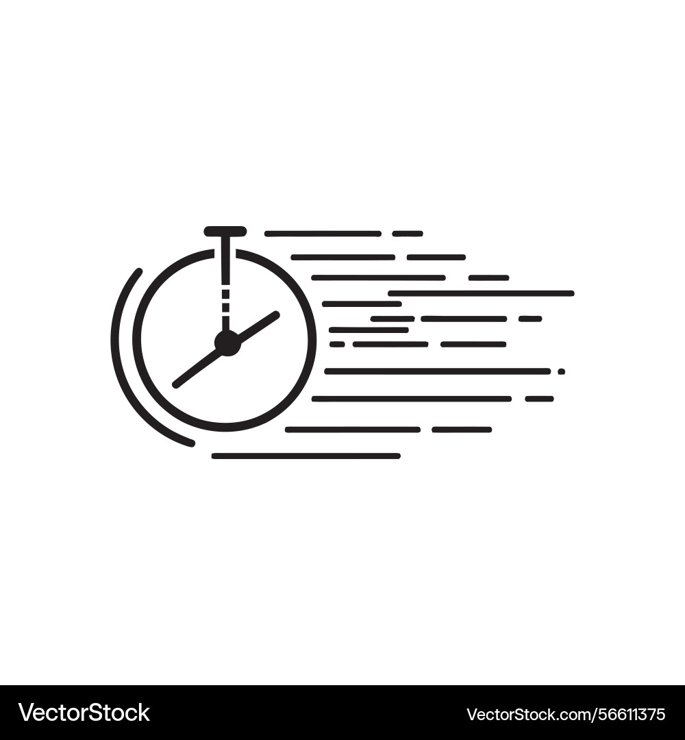 Isolated fast clock icon with speed lines vector image