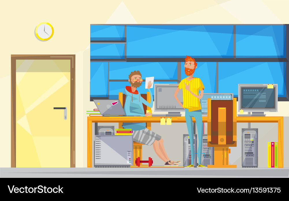 Programmers at work composition Programmers at work composition vector image