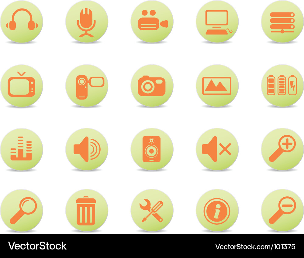 Round Web Icons - Technology Vector Image