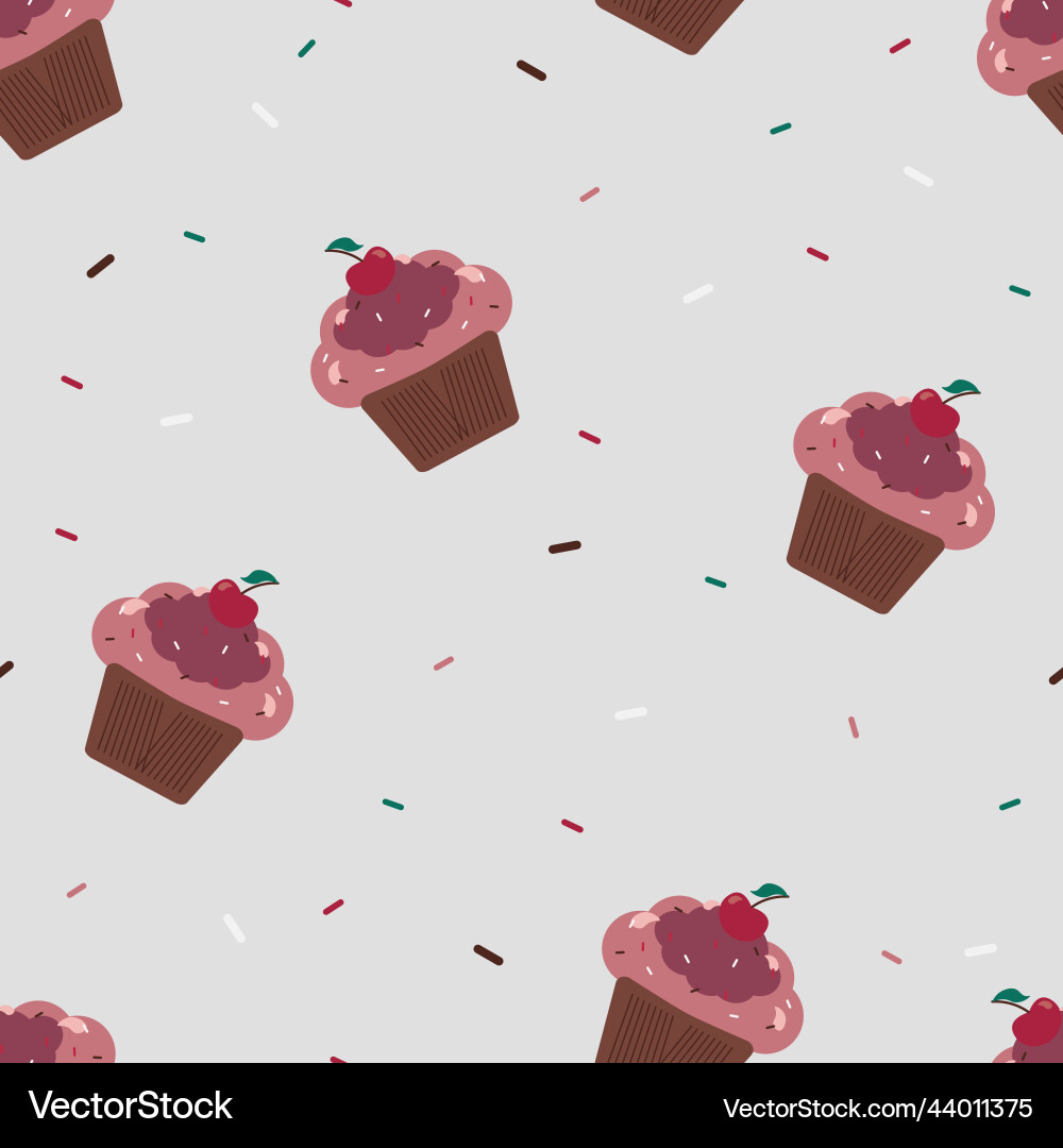 Seamless pattern with different cupcakes Vector Image