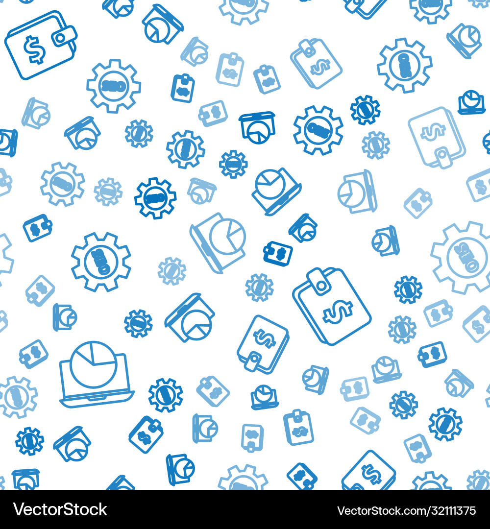 Set line laptop with graph chart wallet vector image