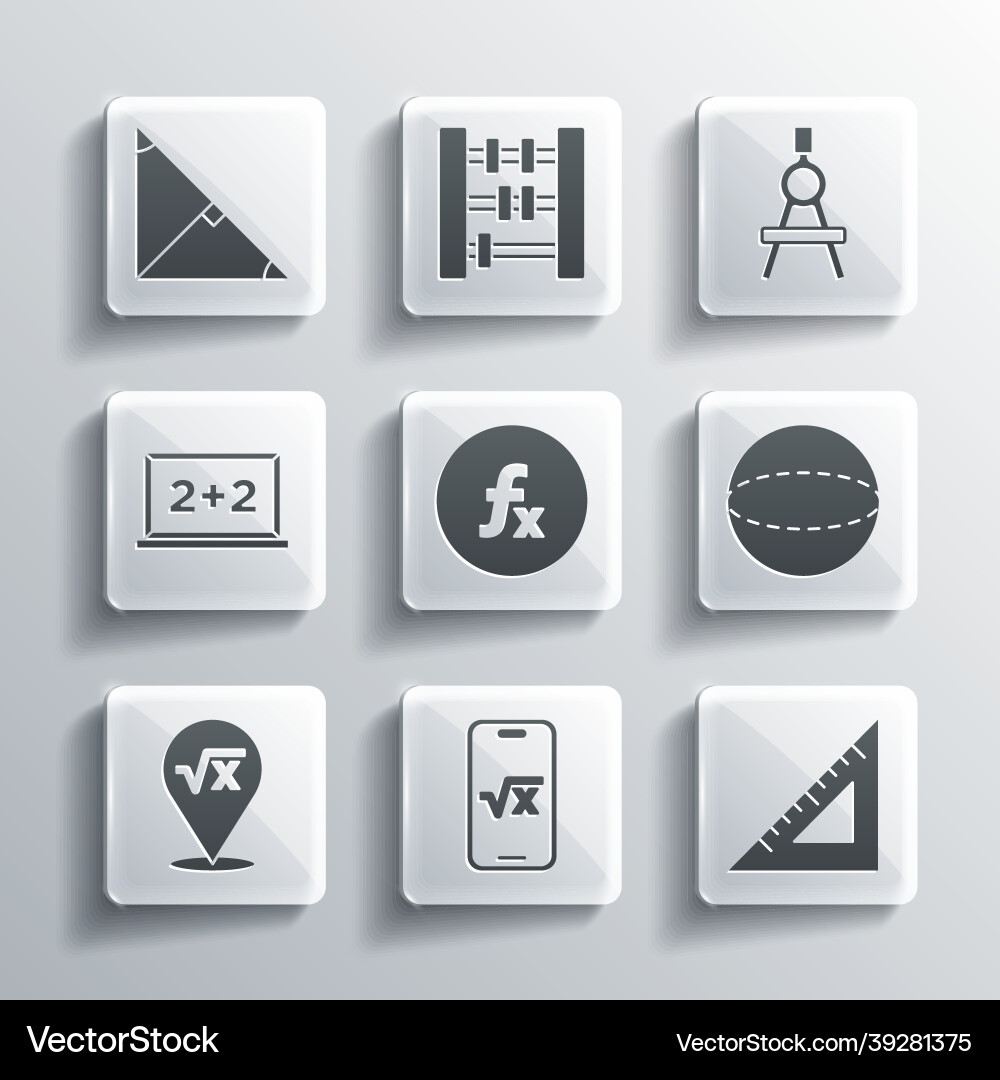 Set square root of x glyph triangular ruler Set square root of x glyph triangular ruler vector image