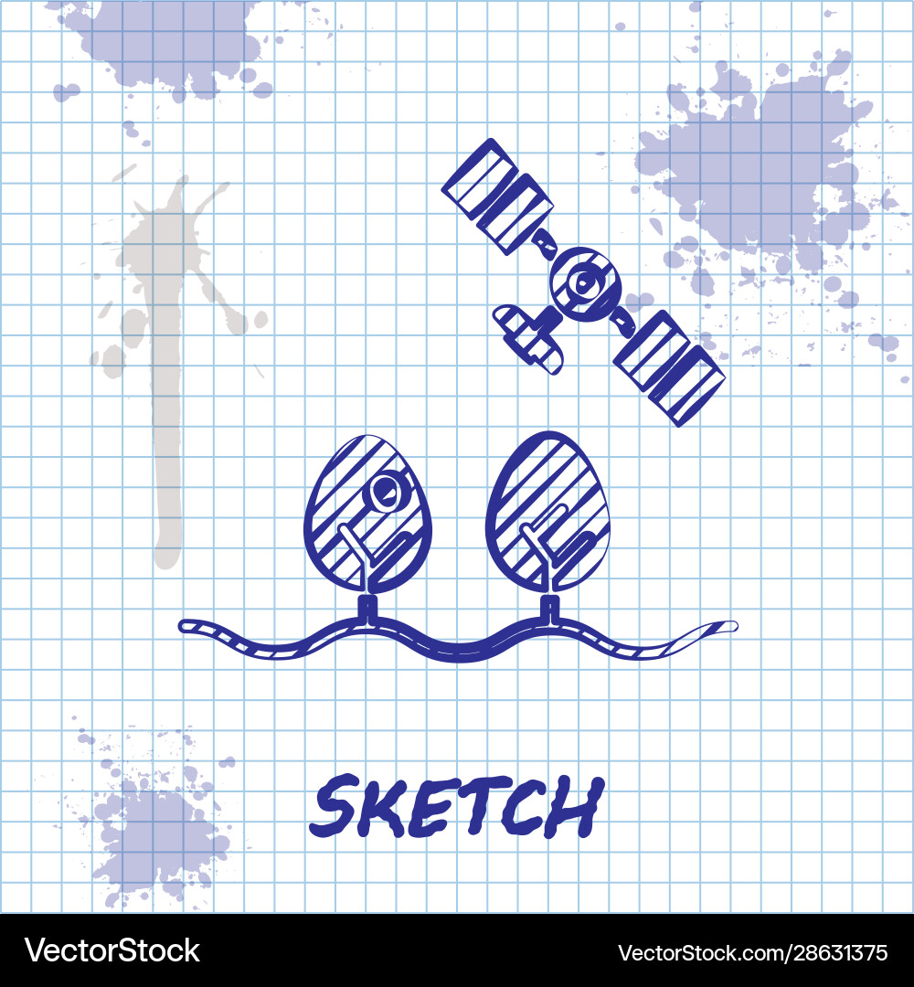 Sketch line smart farm with drone control and tree Sketch line smart farm with drone control and tree Vector Image