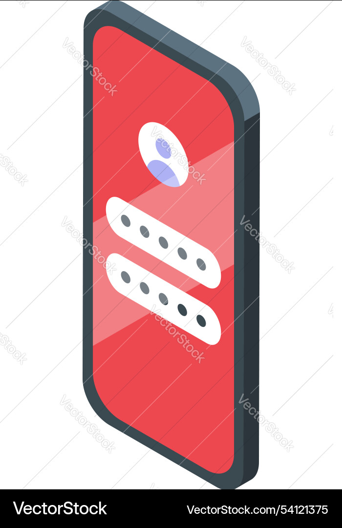 Smartphone showing login form requiring password Smartphone showing login form requiring password vector image