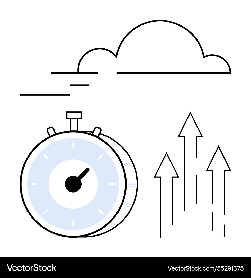 Stopwatch with arrows and cloud symbolizing speed Stopwatch with arrows and cloud symbolizing speed vector image