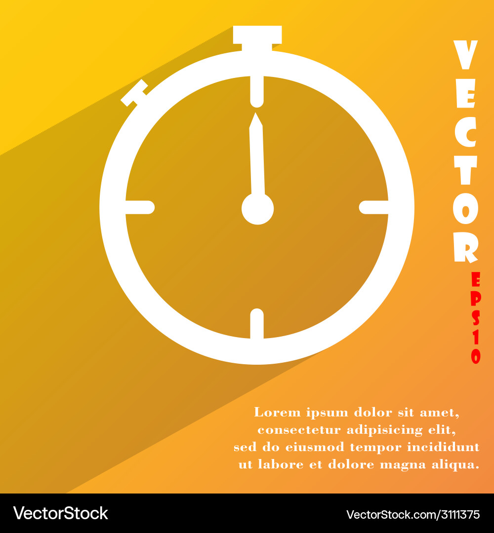 Timer icon symbol flat modern web design with long vector image