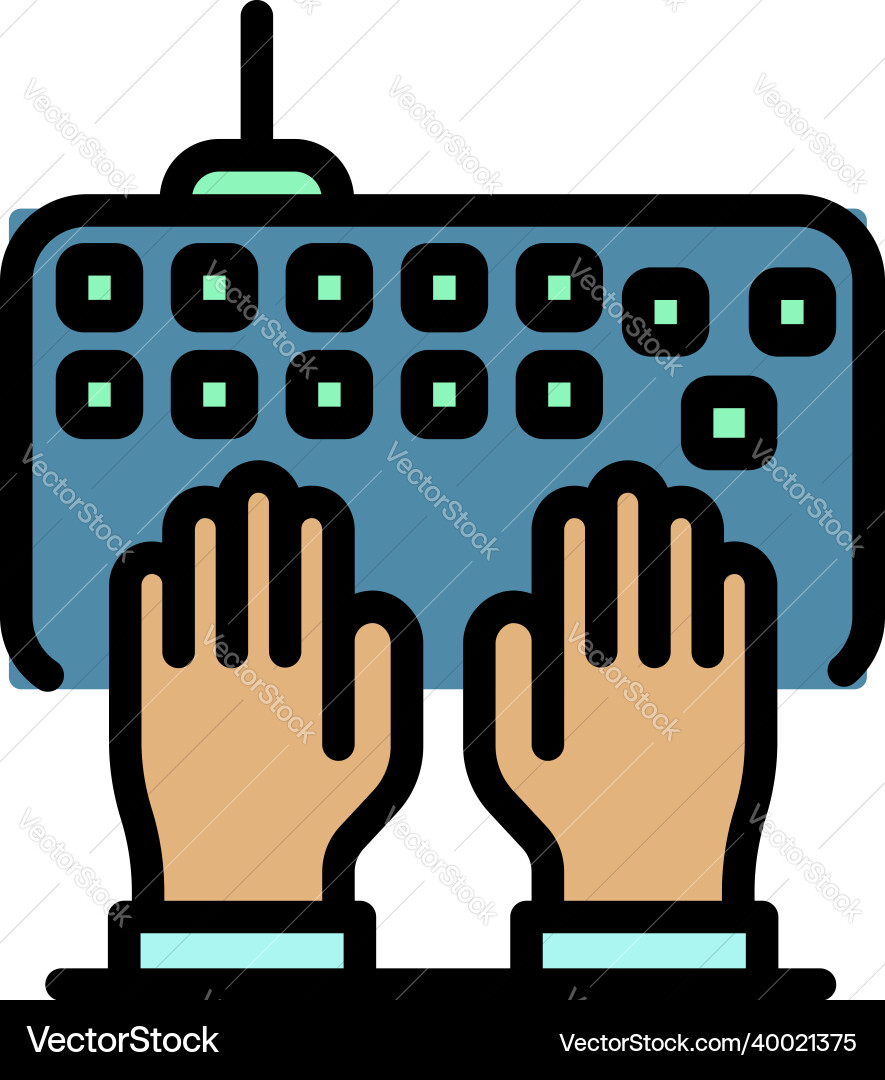 Typing keyboard icon color outline Typing keyboard icon color outline vector image