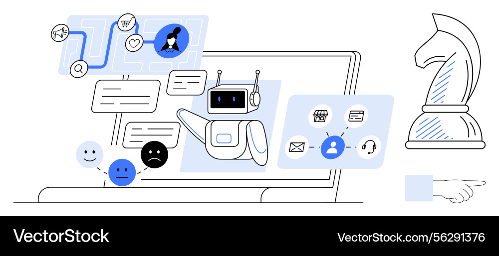 Ai chatbot managing customer support with analysis vector image