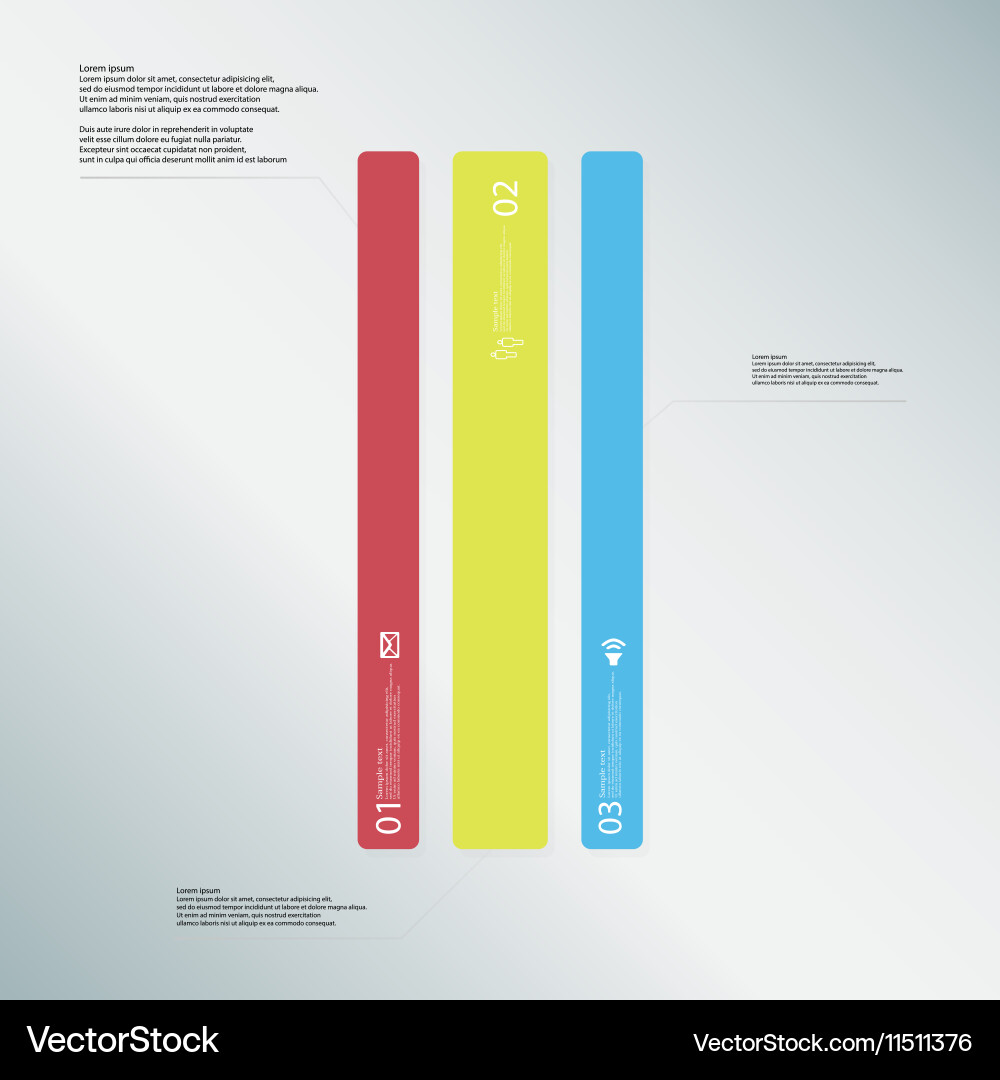 Bar template consists of three color parts vector image