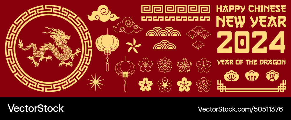 Chinese new year greeting card banner with dragon Chinese new year greeting card banner with dragon vector image