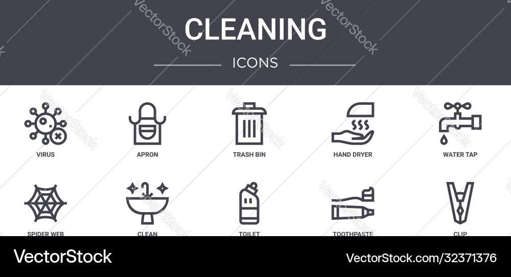 Cleaning concept line icons set contains Cleaning concept line icons set contains vector image