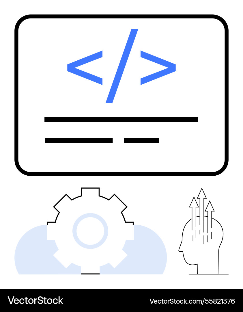Coding and development with gear innovative Coding and development with gear innovative vector image