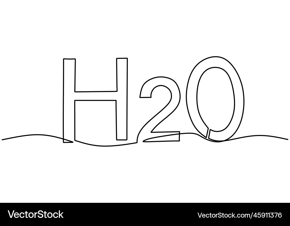 Continuous one single line drawing of h2o Continuous one single line drawing of h2o vector image
