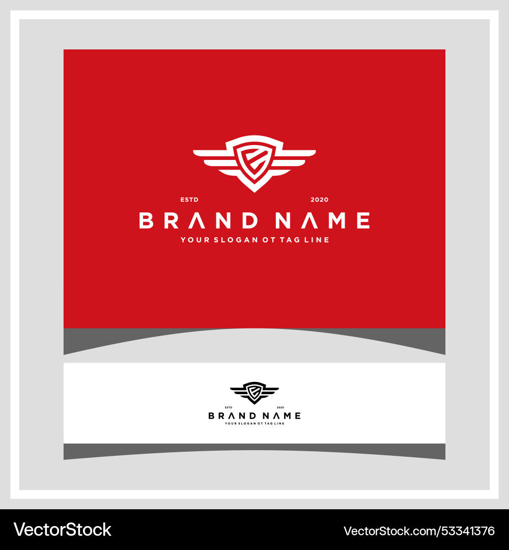 Creative letter e shield wing logo design concept Vector Image