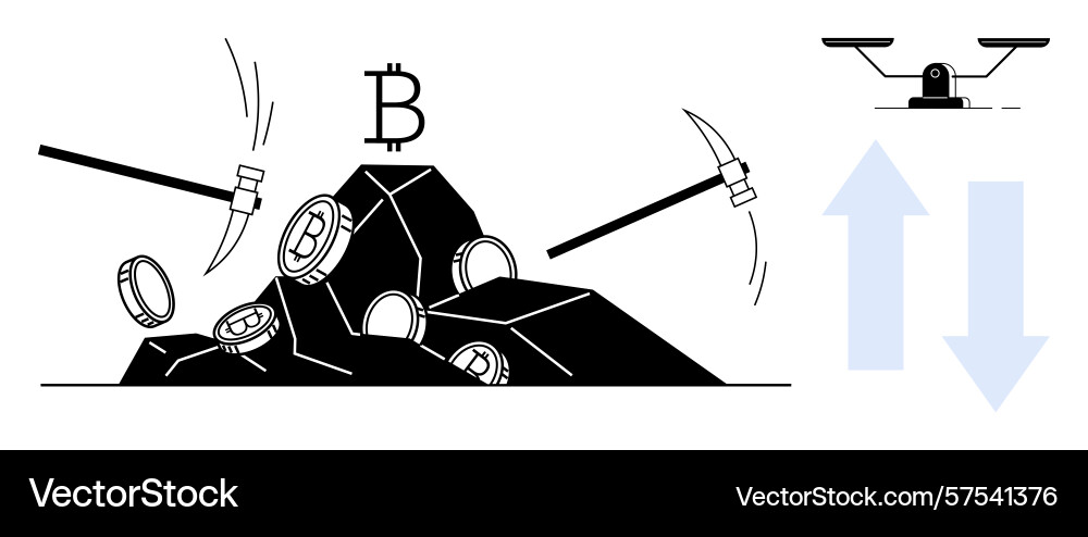 Cryptocurrency mining and bitcoin value dynamics Cryptocurrency mining and bitcoin value dynamics Vector Image