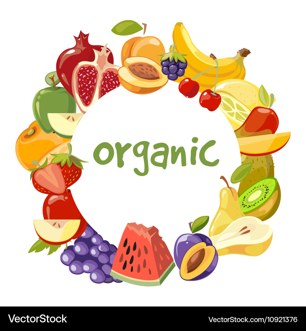 Fresh Organic Fruit Frame Royalty Free Vector Image