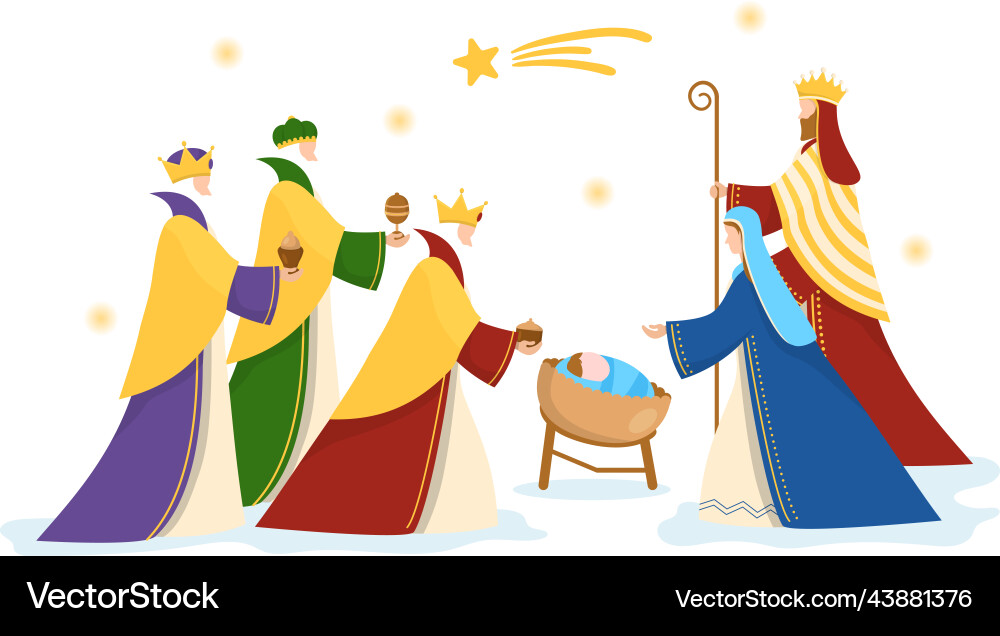 Happy epiphany day template hand drawn cartoon Happy epiphany day template hand drawn cartoon vector image