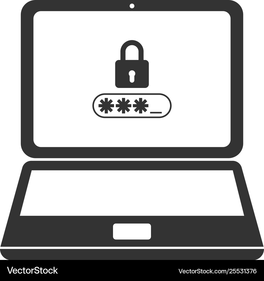 Laptop with lock and password form page on screen Laptop with lock and password form page on screen vector image