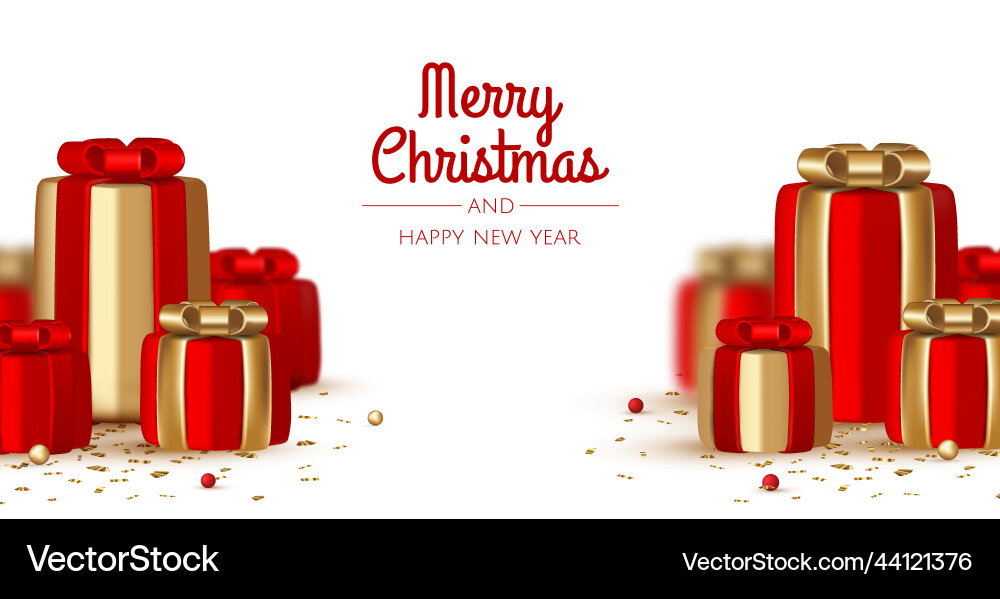 Merry christmas and happy new year realistic gift Merry christmas and happy new year realistic gift vector image