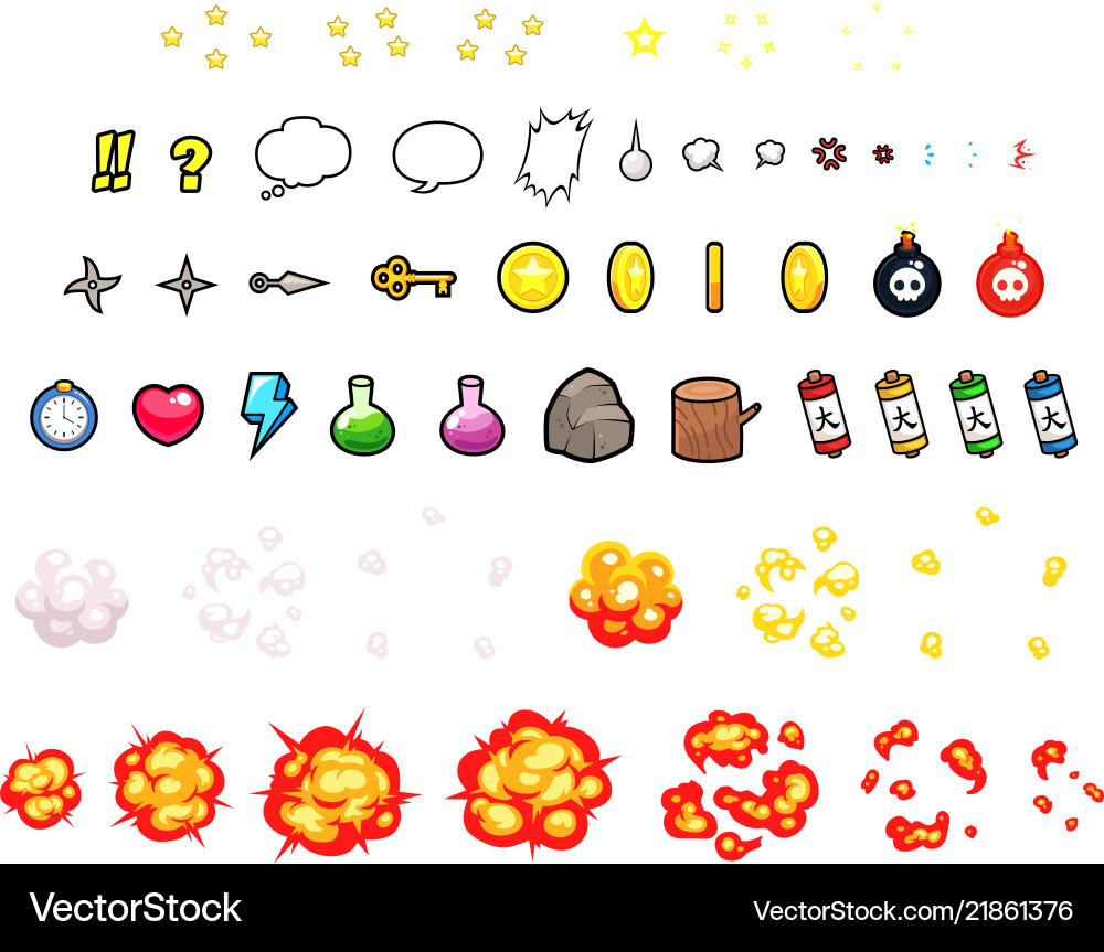 Miscellaneous items game sprites Miscellaneous items game sprites vector image