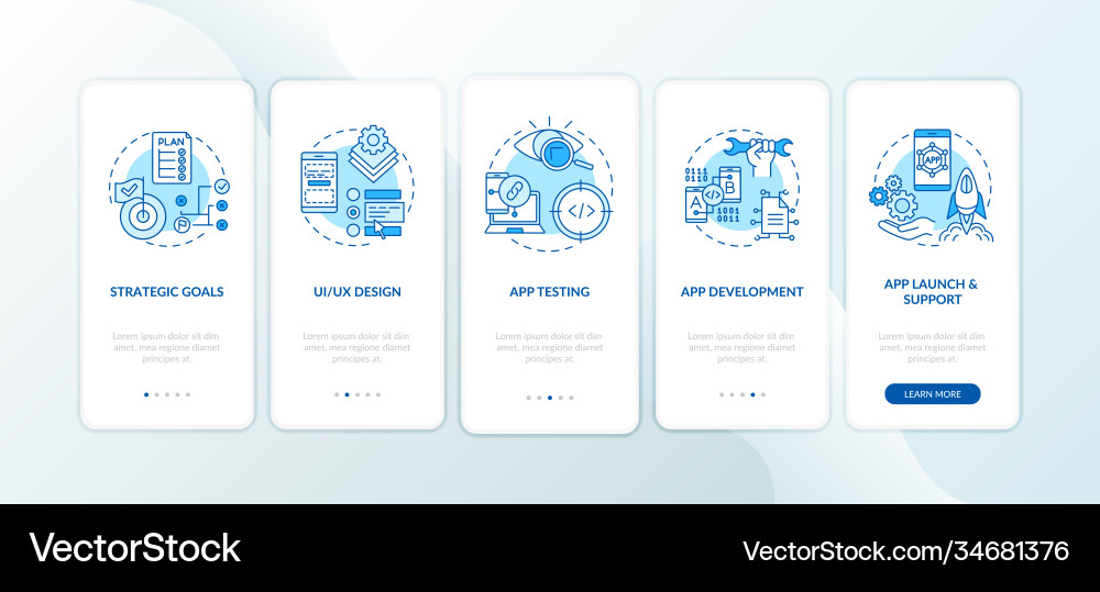 Mobile app development process onboarding Vector Image