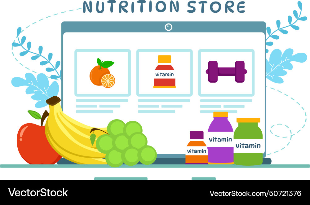 Nutrition store with dietary supplement Royalty Free Vector