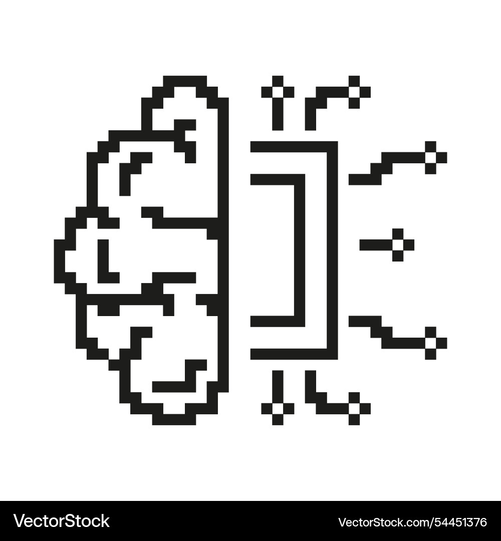 Pixelated brain with circuitry icon artificial Pixelated brain with circuitry icon artificial vector image