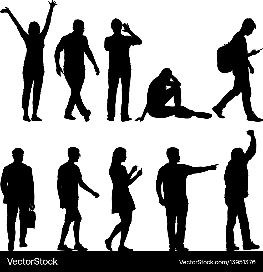 Set black silhouettes of beautiful man and woman Set black silhouettes of beautiful man and woman vector image