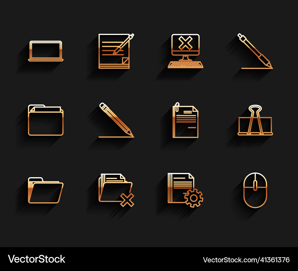 Set line document folder delete laptop settings Set line document folder delete laptop settings Vector Image