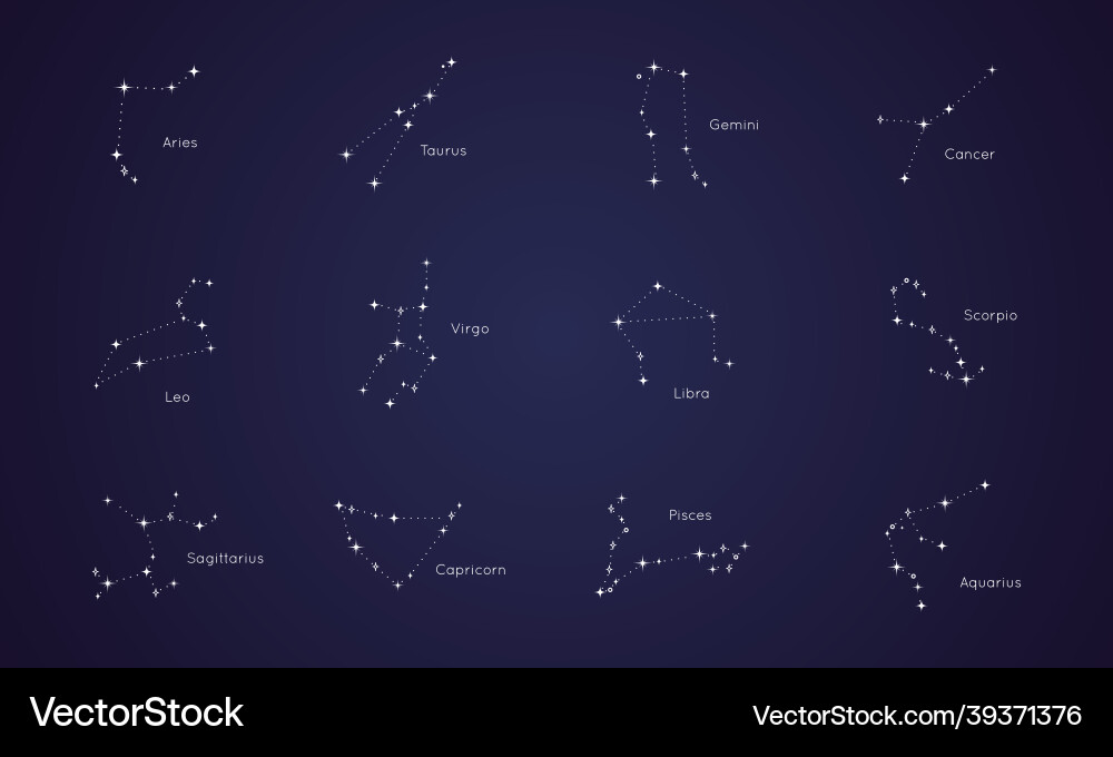 Set of zodiac constellations signs astrological Set of zodiac constellations signs astrological vector image