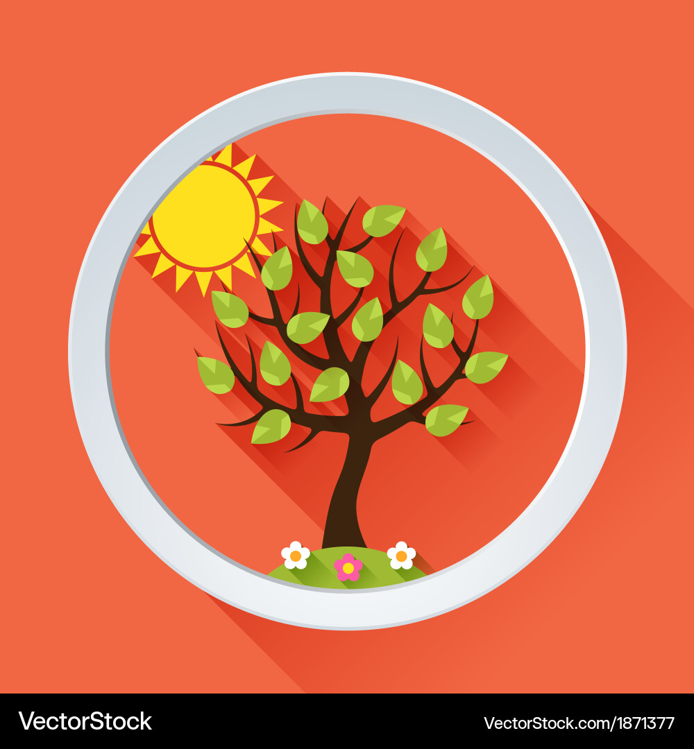 Background with summer tree in flat design style vector image