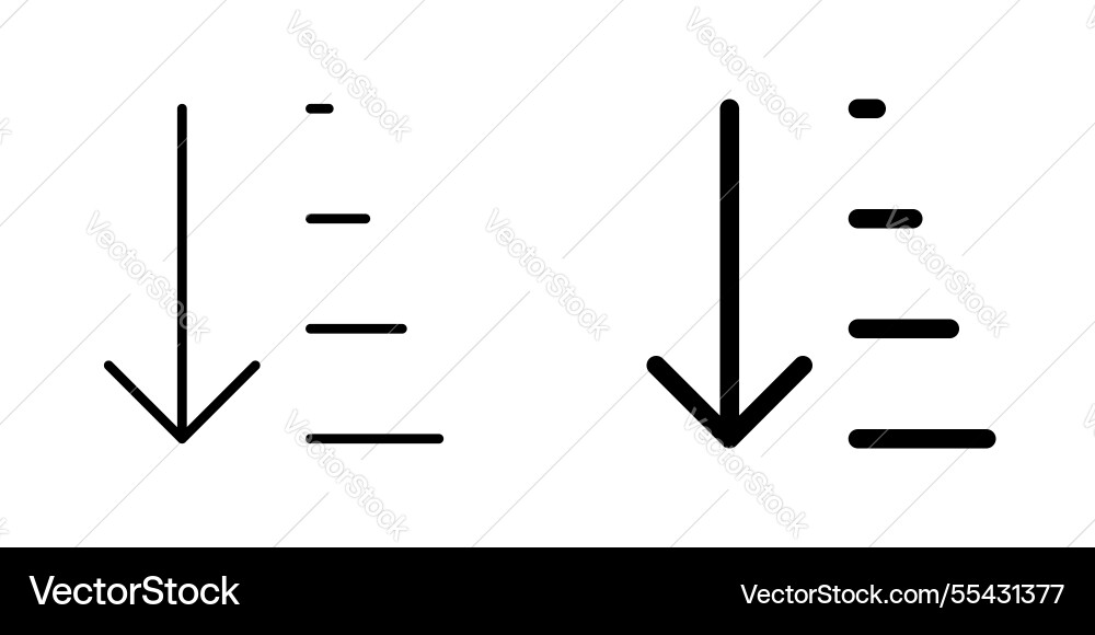 Chat arrow down icons set in filled and strokes Chat arrow down icons set in filled and strokes vector image
