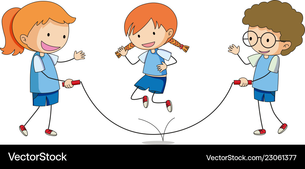Children play rope jumping Royalty Free Vector Image