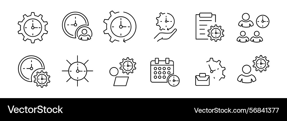 Clock timer working gear settings vector image