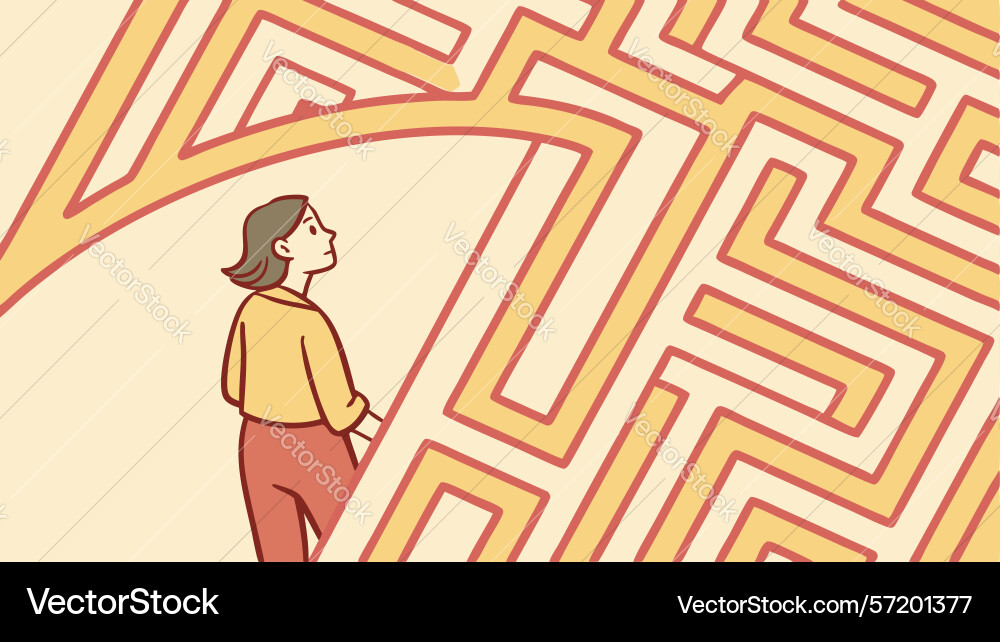 Contemplative figure with abstract background vector image