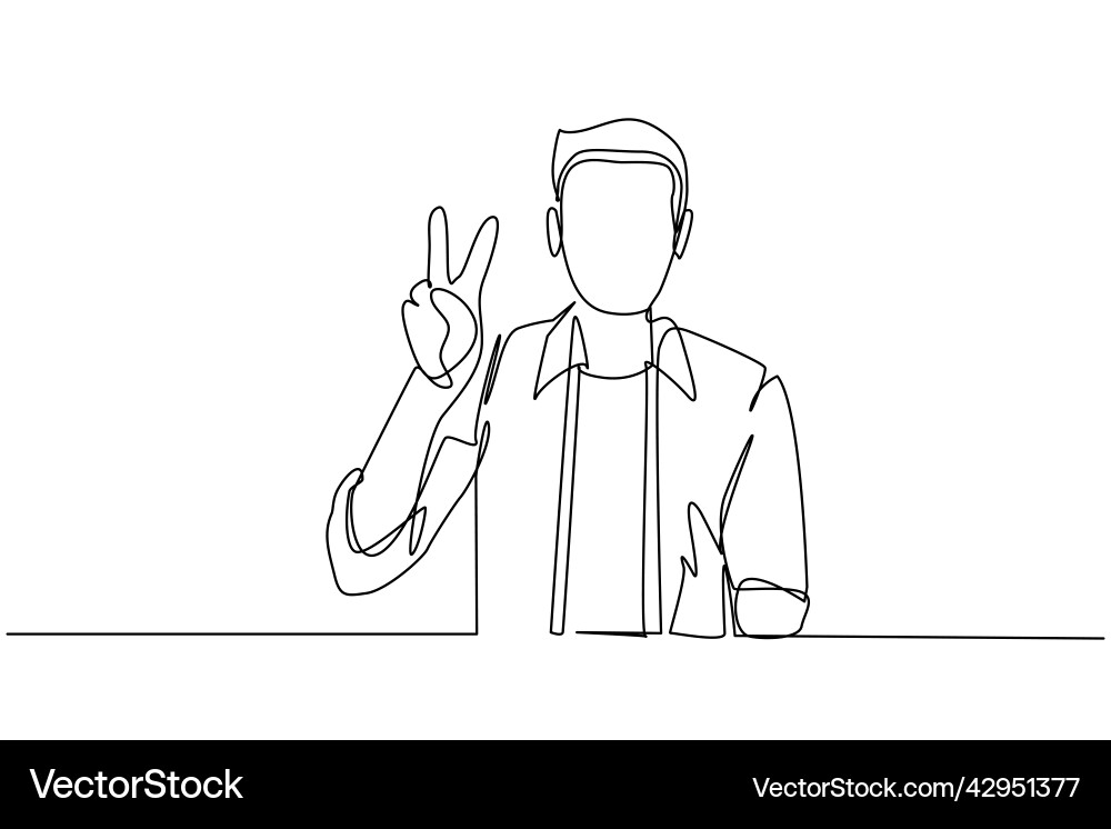 Continuous one line drawing smiling man Continuous one line drawing smiling man Vector Image
