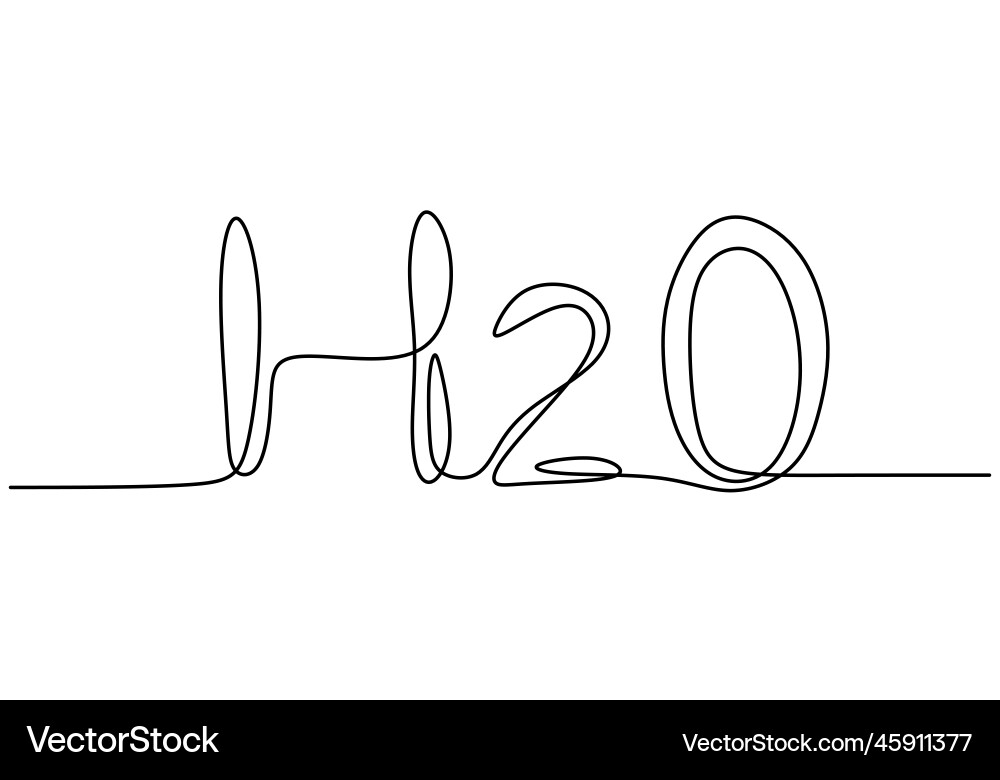 Continuous one single line drawing of h2o Vector Image