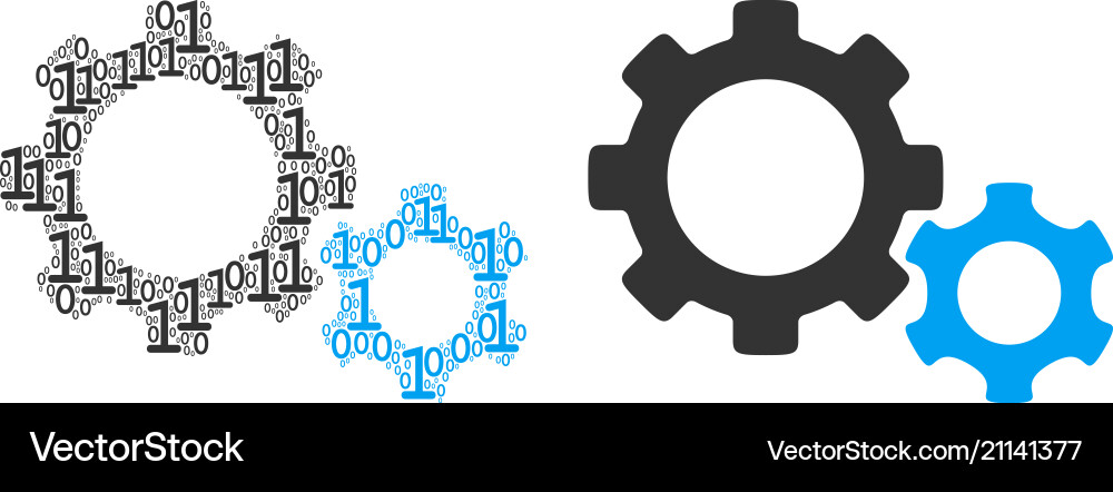 Gears collage of binary digits Gears collage of binary digits vector image