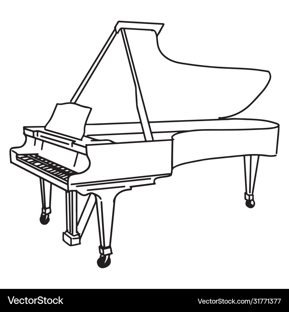 Hand gezeichnete Klavier-Doodle isoliert auf weiß Hand gezeichnete Klavier-Doodle isoliert auf weiß vektorbild