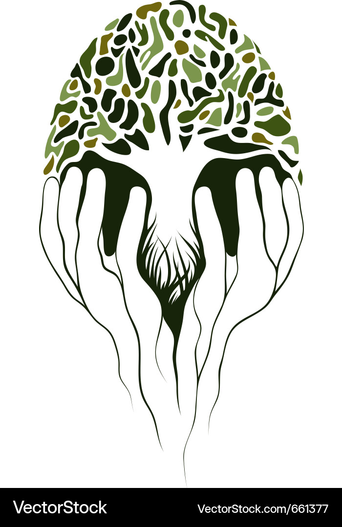Hands Holding a Tree Vector Image